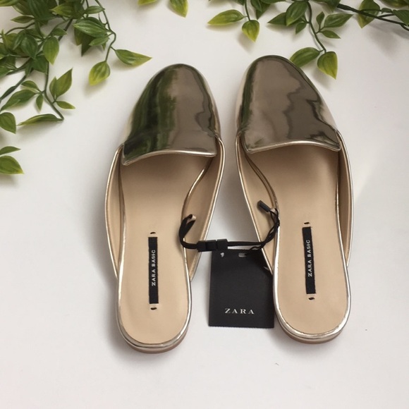 Zara Gold Mules Slide On - Picture 5 of 7
